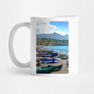 Fishing Boats Burriana Beach Nerja Spain Mug